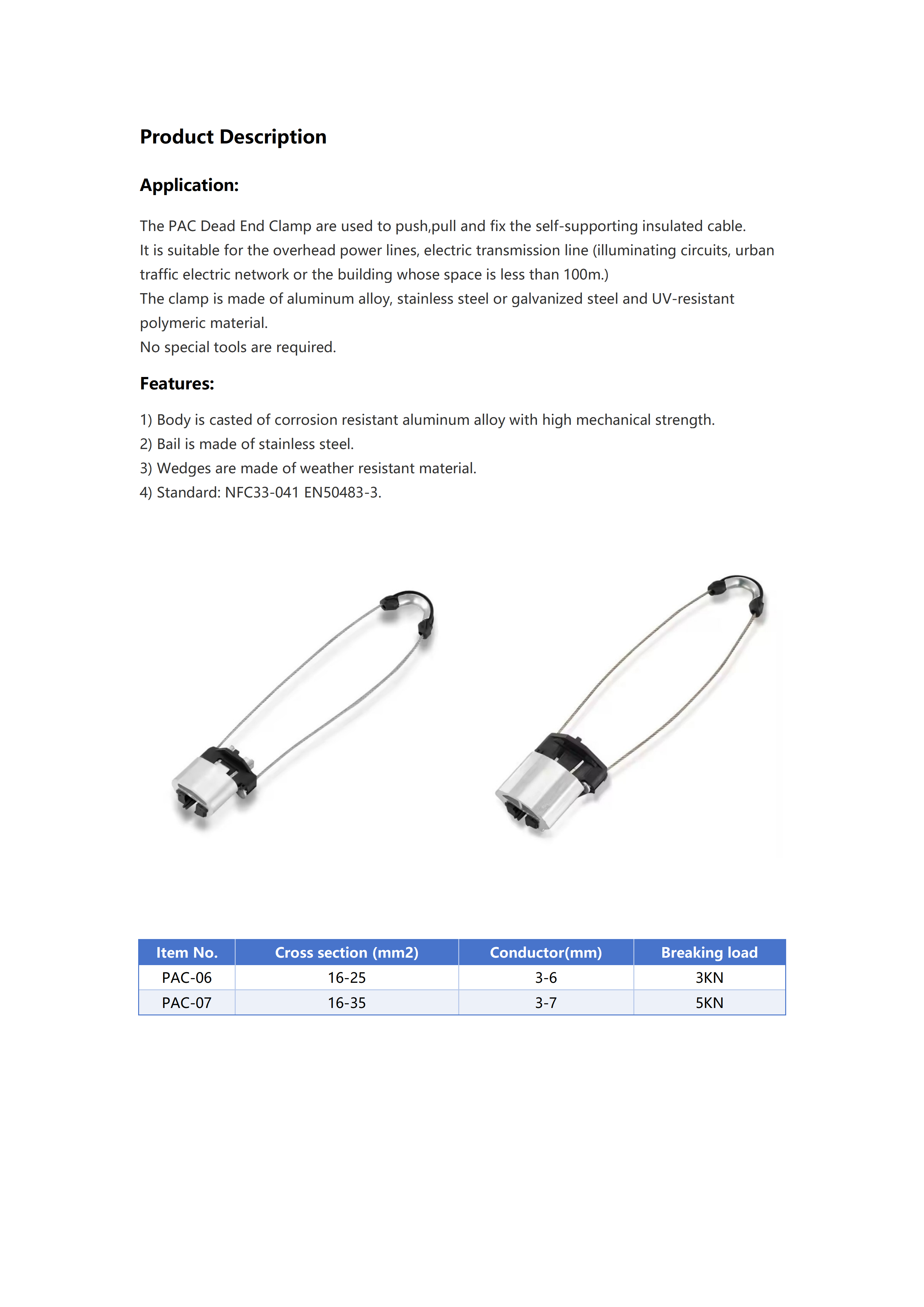 PAA-235 Dead End Clamp detail 1